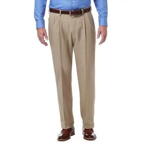 Haggar Men’s Classic Fit Stretch Trousers Dress Pants in Taupe - NWT